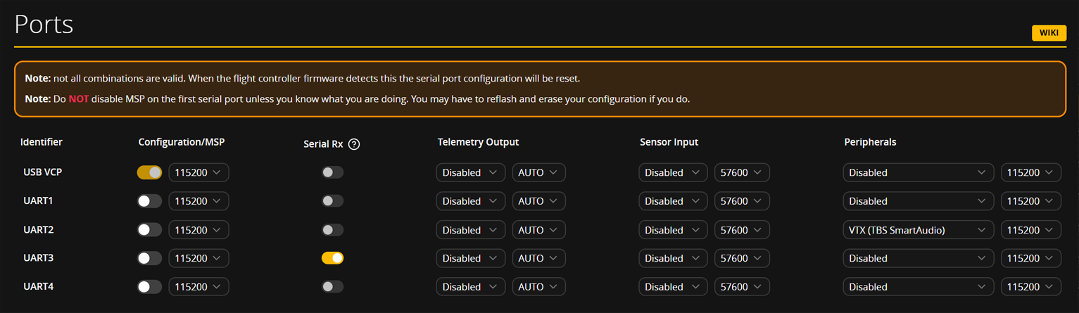 Ports tab